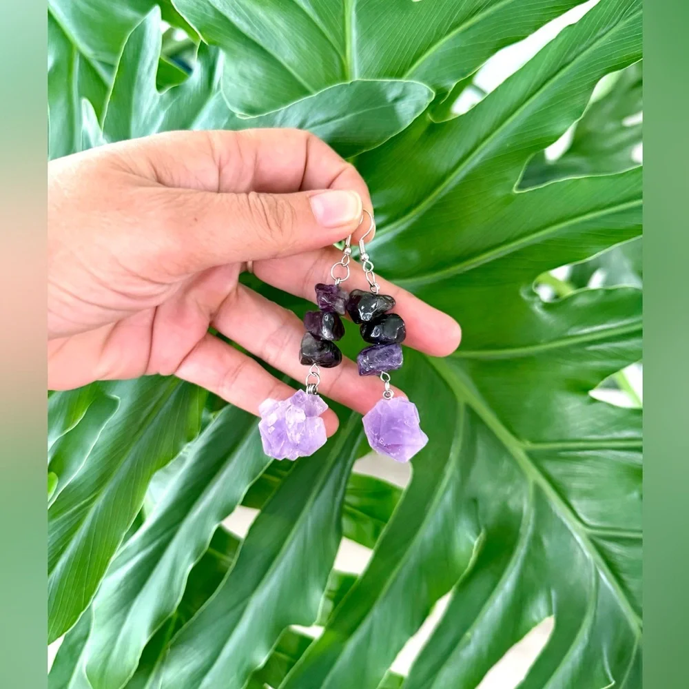 Amethyst Earrings || Handmade Crystal jewelry